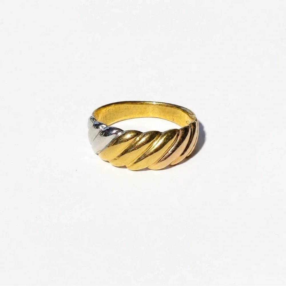 Vintage 925 Sterling Silver Tricolor Ring Size 8.75